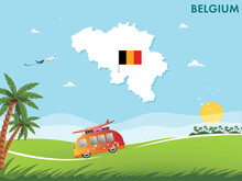 Belgium Map With Travel And Tourism Theme Vector Illustration Design
