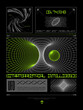 Modern posters black hole planet and ufo technology style of Techno, Rave, Electronic music future virtual reality Polygons space shape with connected lines acid. Print isolated on black background