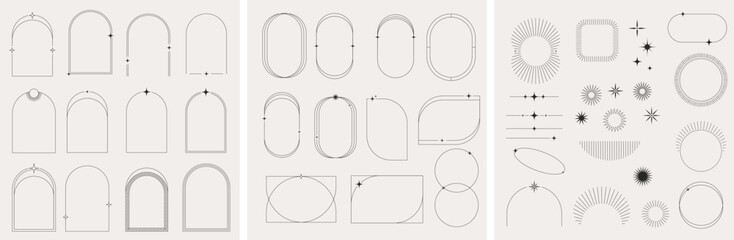 Modern Minimalist Aesthetic linear frames, arcs, stars and elements