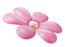 Pink Glossy Realistic Flower Rotated Isolated. Isolated Realistic Pink Blossom