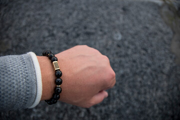 Wall Mural - Men's bracelets made of natural stone