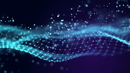 Fototapete - Cybernetic network connection flow. Big data visualization. 3d rendering.