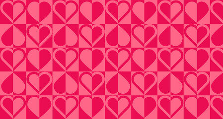 Poster - Creative concept of Happy Valentines Day and Love cards, posters, covers set. Abstract minimal templates in modern geometric style with hearts pattern for celebration, decoration, branding, web banner