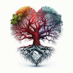 illustration of tree of life with its roots forming a heart, generative AI