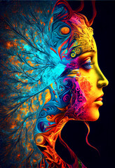 Wall Mural - Generative AI abstract render of the subconscious