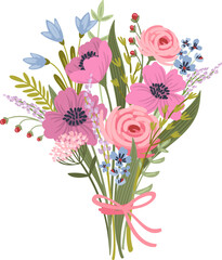  Bouquet of flowers. Illustration