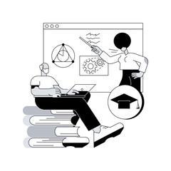 Poster - Online learning for seniors abstract concept vector illustration. Online courses for seniors, additional education, free online program, learning community, online quizz abstract metaphor.