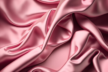 Pink silk satin fabric background, silky cloth curtain texture for valentine, romantic occasion 