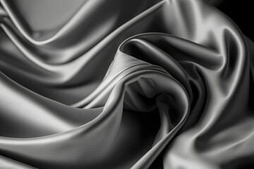 Wall Mural - Gray silk satin fabric background, silky cloth curtain texture