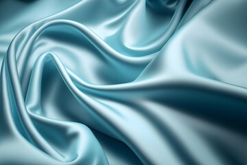 Wall Mural - Baby blue silk satin fabric background, silky cloth curtain texture