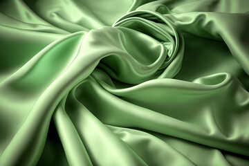 Wall Mural - Light green silk satin fabric curtain background, smooth silky cloth texture