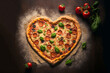 heart shaped pizza for valentine's day or romantic dinners for two, created using generative AI