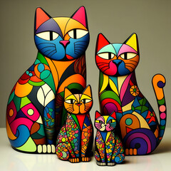 Wall Mural - Cute Color cat