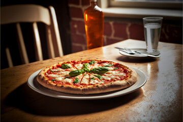 Wall Mural - Delicious rustic margherita Pizza from Italy, AI Generative 
