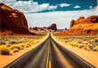 illustration, road in the desert of Arizona, image generated by AI