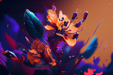 Colorful Painting Art Of A Flower Design. Created With Generative AI Technology