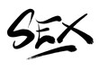 texto caligráfico con la palabra sex