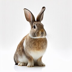 Wall Mural - rabbit on white background, full body with free space, Made by AI,Artificial intelligence