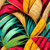 pattern with colorful vibrant leaves carnival ai