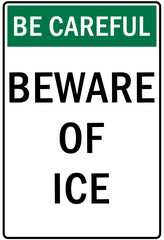 Poster - Ice warning sign and labels beware of ice