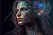 Humanoid robot with artificial intelligence, futuristic fictional young woman android, generative AI.