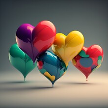 Heart Shaped Balloons Floating 