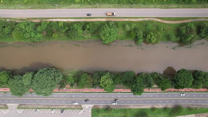 Wall Mural - Aerial view of Parque das Águas in Sorocaba, Brazil. Top view