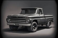 1965 Chevy C10 Truck Black Wide Tires Concept Drawing 