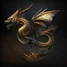 Golden Dragon On Black