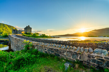 Sticker - Eilean Donan Castle at sunset in Scotland