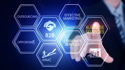 Business_services Hexagonal Touch Screen Concept Hexagonal virtual Touch Screen Concept with man touching screen with finger and light streak