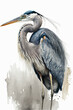 illustration of great grey heron, watercolour style, made with generative ai,generative,ai