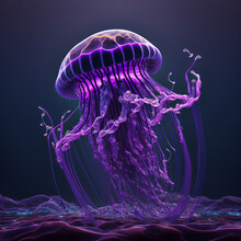 Beautiful Purple Jellyfish Art Medusa