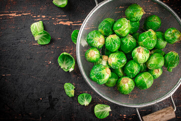 Wall Mural - Brussels sprouts in a colander. 