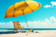 umbrella chair yellow in front of the sea vacation summer beach