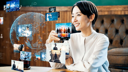 Poster - 映像を見る女性