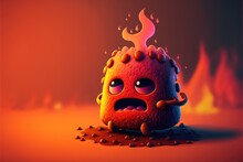 Cartoon Style Tiny Cute Lava Monster,generative Ai