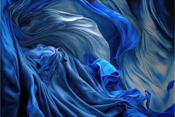 Wall Mural - Blue Silk Flowy Silk Fabric Waves AI