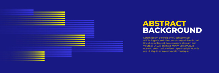 Poster - Abstract blue banner design vector, dynamic sporty horizontal background template with blue and yellow shapes for media promotion or web banner