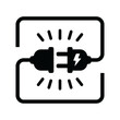 Electric plug icon. Electric power plug sign. Square shape. Isolated design for illustration or sticker template