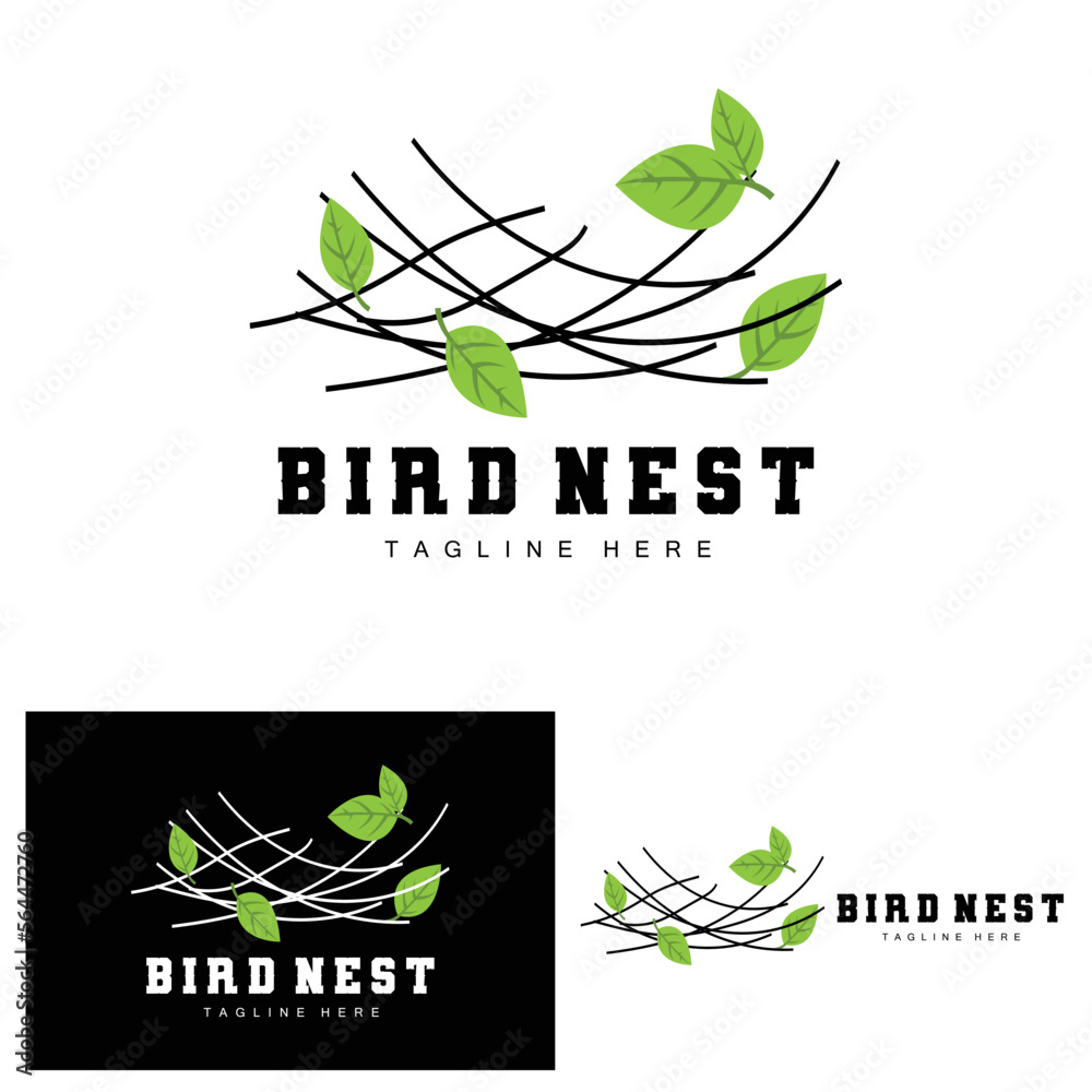 Bird's Nest Logo Design, Bird House Vector For Eggs, Bird Tree Logo ...