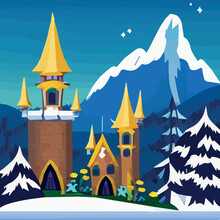 Medieval Castle Towers. Fairy Tail Appearance, King-fortress And Fortified Palace With Gates. Old Ancient Gothic Tower Fortress Or Citadel Citadel Cartoon Vector