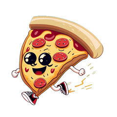 Wall Mural - happy cartoon pizza running