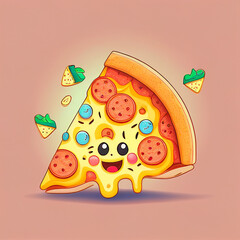 Wall Mural - pizza cartoon character