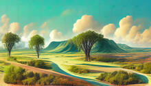Illustration Of Piece Of Green Land Isolated