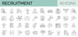 Set of 40 headhunting, recruitment , HR, Hiring web icons in line style. Editable stroke collection. Vector illustration.