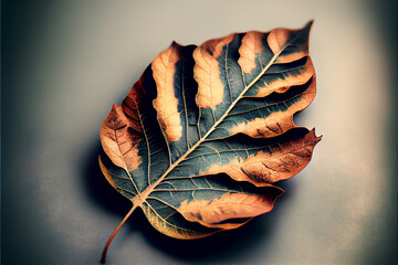 Aufkleber - Beautiful abstract leaf in neon light. Minimalism modern style concept. Background pattern for design