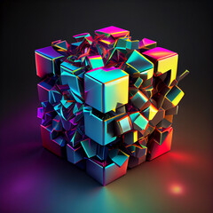 Aufkleber - Beautiful Abstract colourful background. Starburst dynamic cube.  