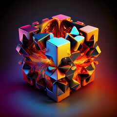 Aufkleber - Beautiful Abstract colourful   background. Starburst dynamic cube. 