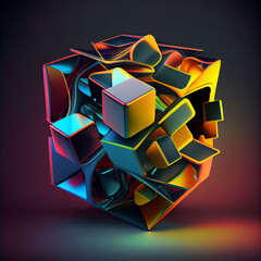 Aufkleber - Beautiful Abstract colourful   background. Starburst dynamic cube. 